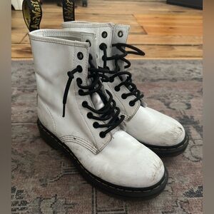 Dr. Martens White Boots with Black Laces